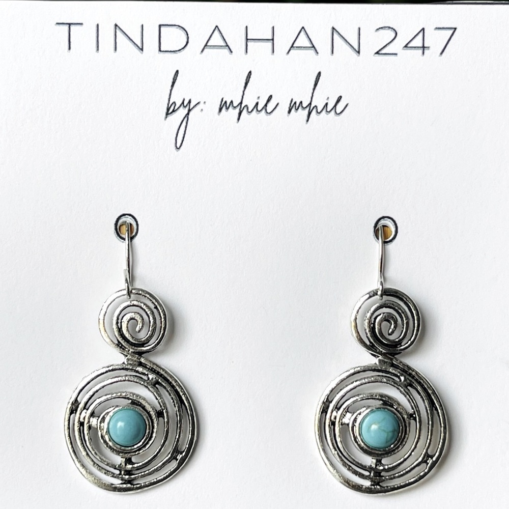 CycleSphere 925 Silver Plated Ethnic With‎ Turquoise inlaid Earrings